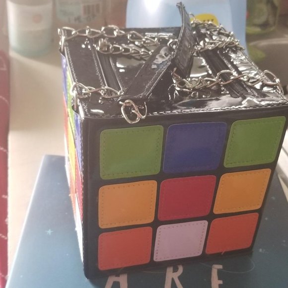 QZUnique Women's Cute Cube Shape Handbag Magic Shoulder Bag Clutch Bag - Picture 2 of 12